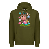 Army Green little cute cow Premium Hoodie - NancyCooperArtShop