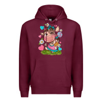 Burgundy little cute cow Premium Hoodie - NancyCooperArtShop