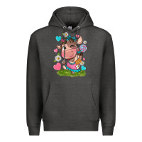 Charcoal Heather little cute cow Premium Hoodie - NancyCooperArtShop