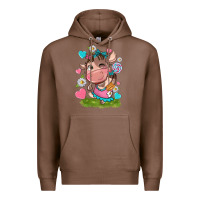 Chestnut little cute cow Premium Hoodie - NancyCooperArtShop