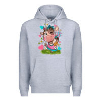 Heather Grey little cute cow Premium Hoodie - NancyCooperArtShop