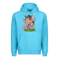 Ocean Blue little cute cow Premium Hoodie - NancyCooperArtShop
