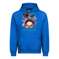 Cobalt Messy Bun Cosmetologist Bbs Urban Hoodie - BundleAndBundleShop
