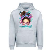 Heather Grey Messy Bun Cosmetologist Bbs Urban Hoodie - BundleAndBundleShop