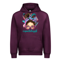 Mauve Wine Messy Bun Cosmetologist Bbs Urban Hoodie - BundleAndBundleShop