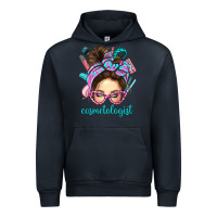Navy Messy Bun Cosmetologist Bbs Urban Hoodie - BundleAndBundleShop