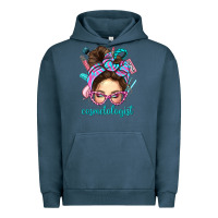 Pigment Midnight Navy Messy Bun Cosmetologist Bbs Urban Hoodie - BundleAndBundleShop