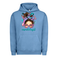 Pigment Pebble Blue Messy Bun Cosmetologist Bbs Urban Hoodie - BundleAndBundleShop