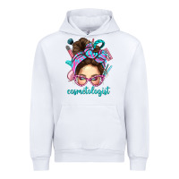 White Messy Bun Cosmetologist Bbs Urban Hoodie - BundleAndBundleShop