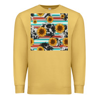 Antique Gold serape cowhide sunflowers seamless pattern 12inch Premium Sweatshirt - Jasminsmagicworld