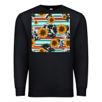 Black serape cowhide sunflowers seamless pattern 12inch Premium Sweatshirt - Jasminsmagicworld