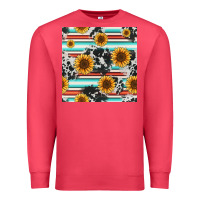 Cardinal serape cowhide sunflowers seamless pattern 12inch Premium Sweatshirt - Jasminsmagicworld