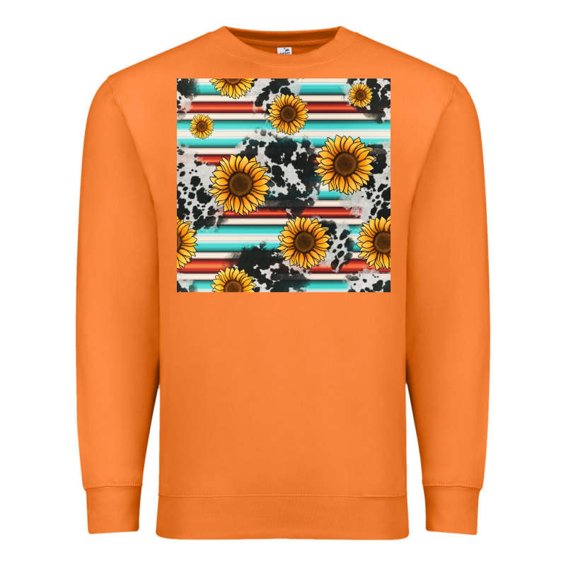 Serape Cowhide Sunflowers Seamless Pattern 12inch Premium Sweatshirt by Jasminsmagicworld | Teevron