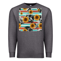 Charcoal Heather serape cowhide sunflowers seamless pattern 12inch Premium Sweatshirt - Jasminsmagicworld