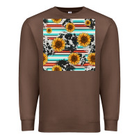 Chestnut serape cowhide sunflowers seamless pattern 12inch Premium Sweatshirt - Jasminsmagicworld