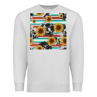 Dove Grey serape cowhide sunflowers seamless pattern 12inch Premium Sweatshirt - Jasminsmagicworld