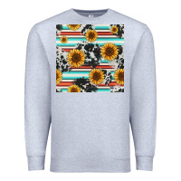 Heather Grey serape cowhide sunflowers seamless pattern 12inch Premium Sweatshirt - Jasminsmagicworld