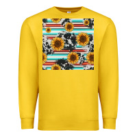 Lemon serape cowhide sunflowers seamless pattern 12inch Premium Sweatshirt - Jasminsmagicworld