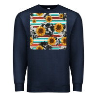 Navy serape cowhide sunflowers seamless pattern 12inch Premium Sweatshirt - Jasminsmagicworld
