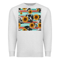 Oatmeal Heather serape cowhide sunflowers seamless pattern 12inch Premium Sweatshirt - Jasminsmagicworld