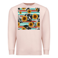 Pale Pink serape cowhide sunflowers seamless pattern 12inch Premium Sweatshirt - Jasminsmagicworld