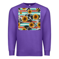Purple serape cowhide sunflowers seamless pattern 12inch Premium Sweatshirt - Jasminsmagicworld