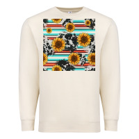 Sandshell serape cowhide sunflowers seamless pattern 12inch Premium Sweatshirt - Jasminsmagicworld