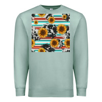 Seafoam serape cowhide sunflowers seamless pattern 12inch Premium Sweatshirt - Jasminsmagicworld
