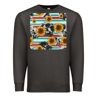 Smoke serape cowhide sunflowers seamless pattern 12inch Premium Sweatshirt - Jasminsmagicworld