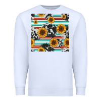 White serape cowhide sunflowers seamless pattern 12inch Premium Sweatshirt - Jasminsmagicworld
