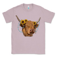 Lilac highland cow with sunflowers turquoise Classic Tee - RanaPortraitStore