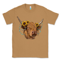 Toasted Coconut highland cow with sunflowers turquoise Classic Tee - RanaPortraitStore