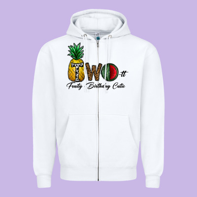 Two Fruity Birthday Cutie Zipper Hoodie Designed By Cowhidedigitalart