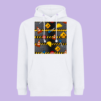 Construction Signs Seamless Pattern Heavyweight Hoodie Designed By Bundleandbundleshop