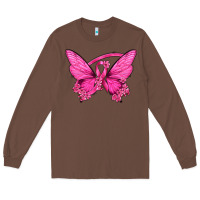 Chestnut Breast Cancer Butterfly Long Sleeve Tee - texasbilliewilder