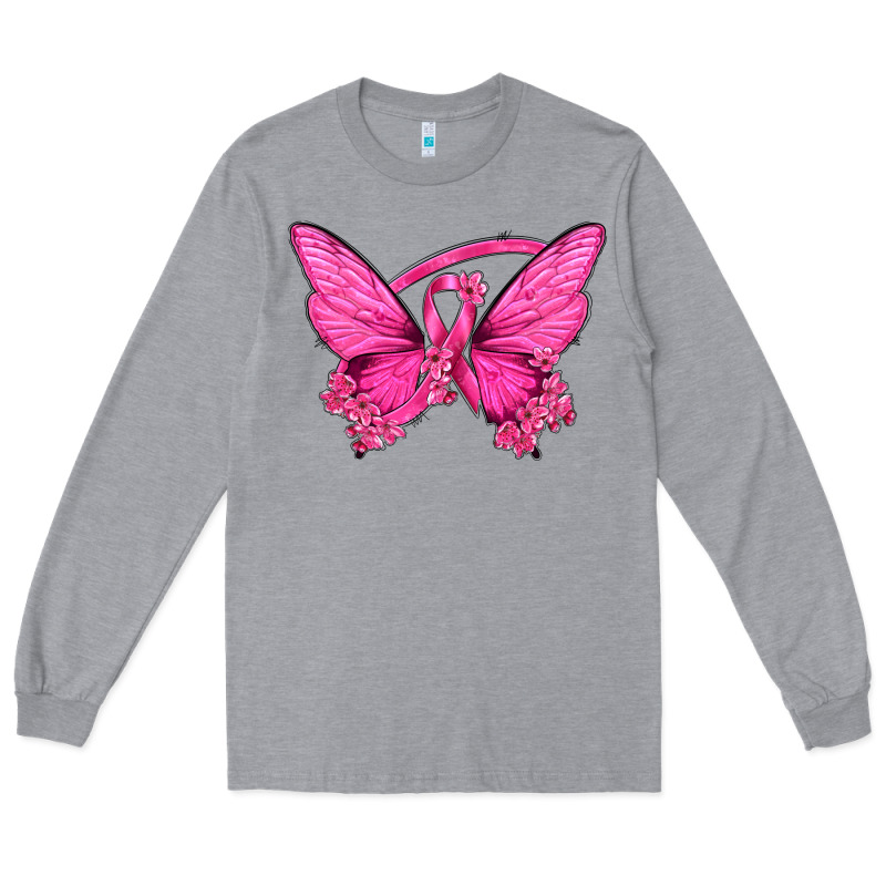 Breast Cancer Butterfly Long Sleeve Tee by texasbilliewilder | Teevron