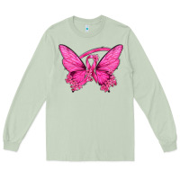 Matcha Breast Cancer Butterfly Long Sleeve Tee - texasbilliewilder