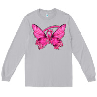 Moon Dust Breast Cancer Butterfly Long Sleeve Tee - texasbilliewilder