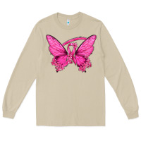 Mushroom Breast Cancer Butterfly Long Sleeve Tee - texasbilliewilder