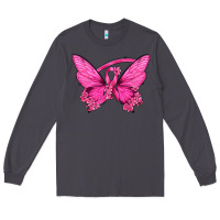 Smoke Breast Cancer Butterfly Long Sleeve Tee - texasbilliewilder