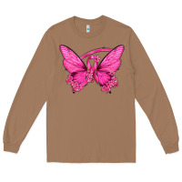 Toasted Coconut Breast Cancer Butterfly Long Sleeve Tee - texasbilliewilder