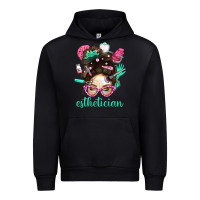 Black Esthetician Messy Bun With Pink Leopard Glasses Bbs Urban Hoodie - BundleAndBundleShop