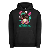 Pigment Black Esthetician Messy Bun With Pink Leopard Glasses Bbs Urban Hoodie - BundleAndBundleShop