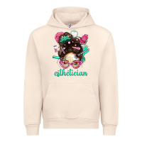 Sandshell Esthetician Messy Bun With Pink Leopard Glasses Bbs Urban Hoodie - BundleAndBundleShop
