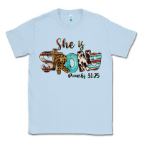 Dusty Blue She Is Strong Proverbs 31 25 Classic Tee - FaDigitalArtStudio