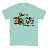 Seafoam She Is Strong Proverbs 31 25 Classic Tee - FaDigitalArtStudio