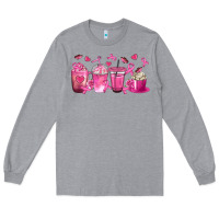 Heather Grey Breast Cancer Coffee Cups Long Sleeve Tee - texasbilliewilder