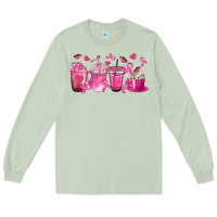 Matcha Breast Cancer Coffee Cups Long Sleeve Tee - texasbilliewilder