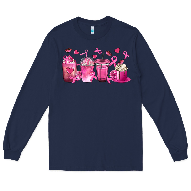 Breast Cancer Coffee Cups Long Sleeve Tee by texasbilliewilder | Teevron