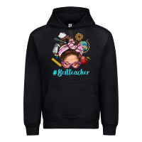 Black Best Teacher Messy Bun Bbs Urban Hoodie - BundleAndBundleShop